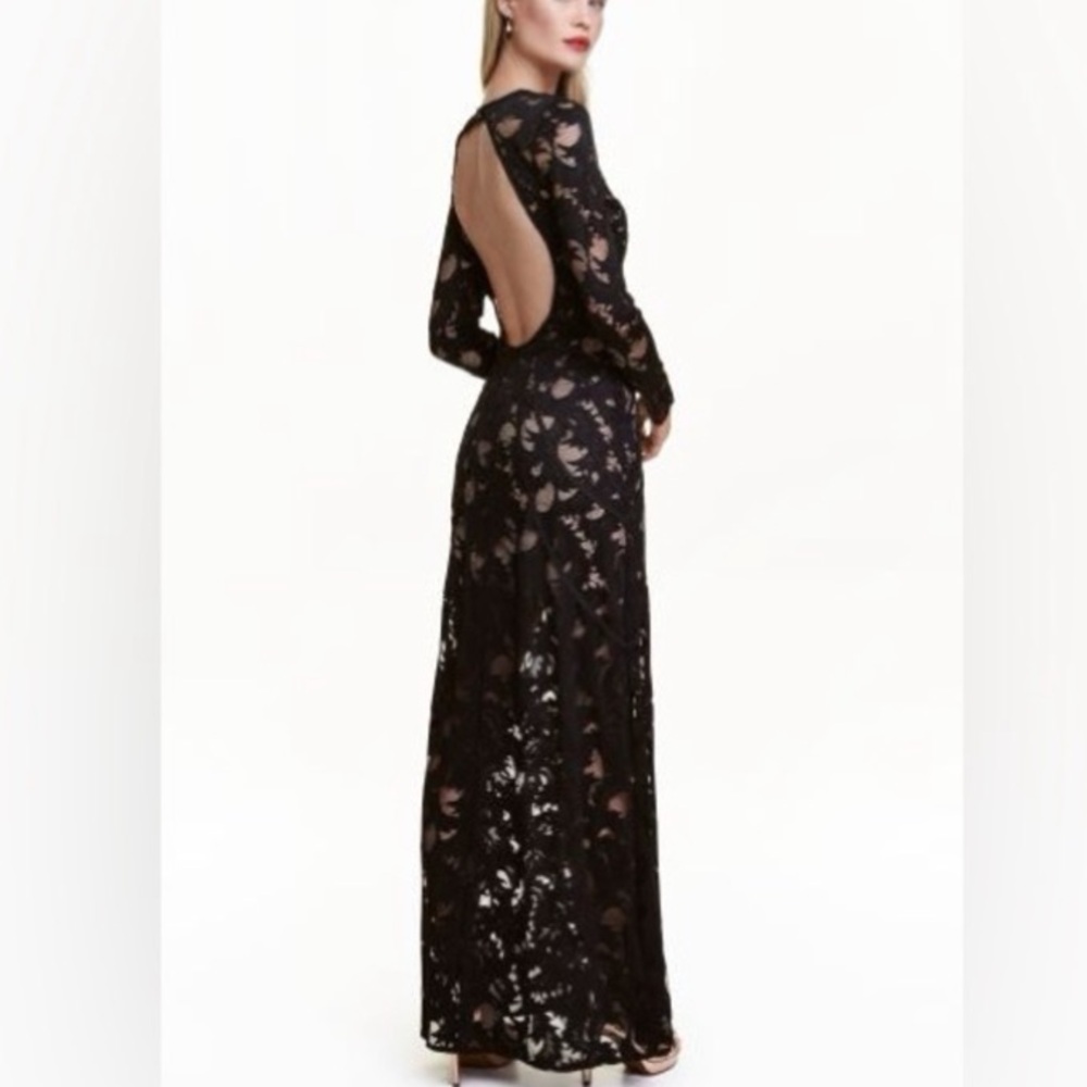 H&M Cream Lace Open Back Long Sleeve Maxi Dress NWT - Picture 14 of 15